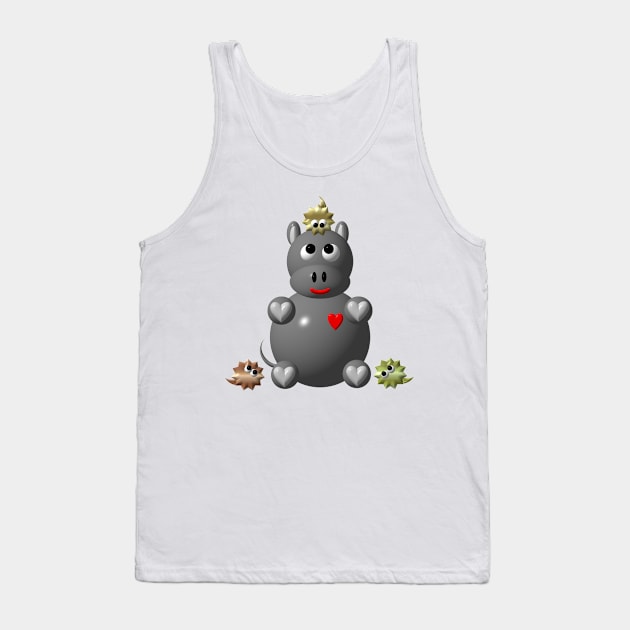 Cute Hippo with Hamsters Tank Top by CuteCrittersWithHeart